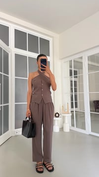 Vizon Halter Yaka Yelek Beli Lastikli Pantolon Muadil Takım GAUS-01770GAUSSuitsGAUS-01770
