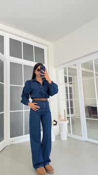 Koyu Mavi Kemerli Premium Denim Tulum GAUS-02123GAUSJumpsuitsGAUS-02123