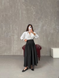 Vasco Siyah Massi Muadil Bel Detaylı Poplin EtekGausETEKGU100608