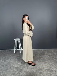 Aury Taş Önden Bağlamalı Pinterest Keten Elbise GausELBİSEGU008331