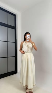Taş Yaka Boncuk Detaylı Bluz Astarlı Etek İkili İthal Kumaş Takım Gaus00534GausTAKIMGU1002248