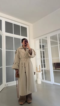 Bej Yırtmaç Detaylı Astarlı Kuşaklı Premium Trençkot GAUS-02246GAUSTRENÇKOTGAUS-02246