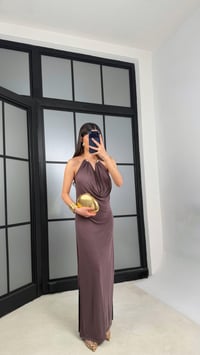 Kahve Kolye Detaylı Premium Modal Kumaş Elbise GAUS-01367GAUSELBİSEGAUS-01367