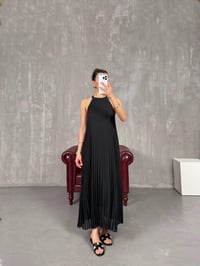 Siyah Pileli Astarlı Uzun Elbise Gaus00122GausELBİSEGU1001275
