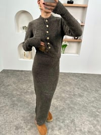 Lilya Kahve Triko Hırka Etek TakımGausTAKIMGU00903541