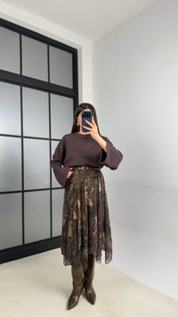 Yeşil Etnik Desenli Beli Lastikli Astarlı Tül Etek GAUS-01133 GAUS-01142GAUSETEKGAUS-01142