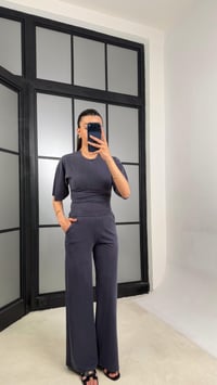 Lacivert Bluz Beli Lastikli Pantolon Muadil Takım GAUS-01547GAUSTAKIMGAUS-01547