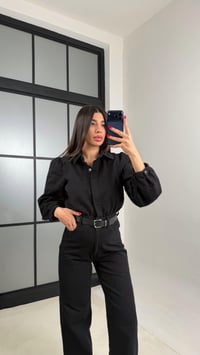 Siyah Kemerli Premium Denim Tulum GAUS-00673GAUSTULUMGAUS-00673