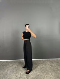 Vos Siyah Poliviskon Kumaş Cepli PantolonGausPANTOLONGU008670