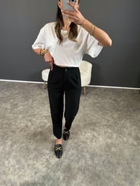 Siyah Havuç Kesim Kemersiz PantolonGausPANTOLONGU004452