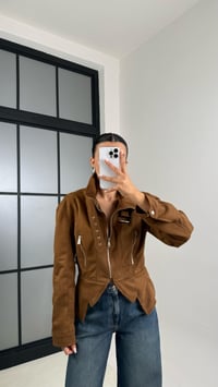 Camel Dik Yaka Kemer Detaylı Premium Süet Ceket GAUS-00519GAUSCEKETGAUS-00519