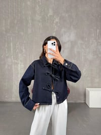 Luz Lacivert Önden Bağlamalı Denim CeketGausCEKETGU100960
