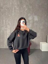 Tedy Füme Ayıcık İşlemeli Şardonlu Sweat GausSWEATSHIRTGU00904272