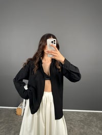 Qr Siyah Keten GömlekGausGÖMLEKGU008291
