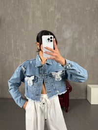 Yoso Mavi Fiyonk Detaylı Denim CeketGausCEKETGU100897