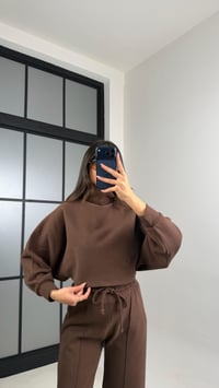 Kahve Balıkçı Yaka Kazak Beli Lastikli Pantolon Premium Takım GAUS-00898GAUSTAKIMGAUS-00898