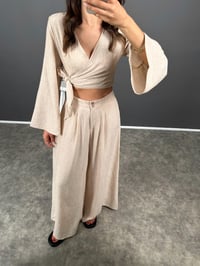 Libens Taş Crop Bol Paça Pantolon TakımGausTAKIMGU008351