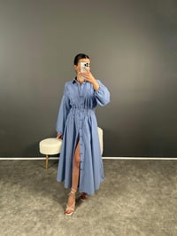 PL Çizgili Uzun Poplin Elbise GausELBİSEGU007260