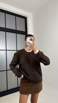 Acı Kahve Yakası Melanj Örgü Kazak GAUS-00460GAUSKAZAKGAUS-00460