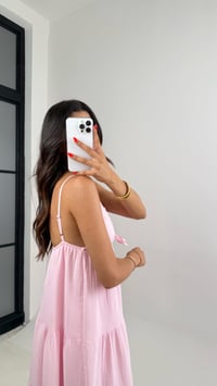 Pembe Ayarlanabilir Askılı Dantel Detaylı Müslin Elbise GAUS-001GAUSELBİSEGAUS-001