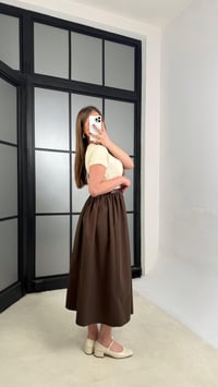 Kahve Kısa Kol Beli Lastikli Kemerli Elbise GAUS-01246GAUSELBİSEGAUS-01246