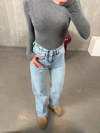 Cora Yıkamalı Mavi ZR Model Wide Leg JeanGausDENİM PANTOLONGU100374