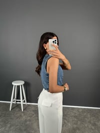 Minda Denim V Yaka Crop Yelek GausYELEKGU008338