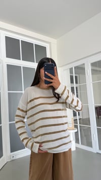 Krem Sim Şeritli Triko Bluz GAUS-02024GAUSالبلوزات GAUS-02024