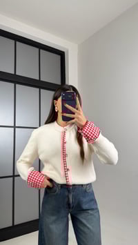 Krem Pötikare Detaylı Triko Hırka GAUS-001038GAUSHIRKAGAUS-001038