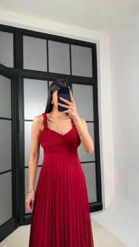 Bordo Örgü Askılı Astarlı Şifon Elbise GAUS-01377GAUSELBİSEGAUS-01377