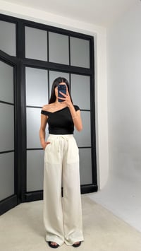 Krem Beli Lastikli Tencel Denim Pantolon GAUS-01474GAUSDENİM PANTOLONGAUS-01474