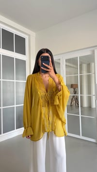 Hardal Dantel Detaylı Transparan Bluz GAUS-01648GAUSBLUZGAUS-01648
