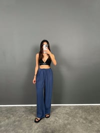 MD İndigo Mavi Beli Lastikli Cepli Tensel Rahat Dokuma Muadil PantolonGausPANTOLONGU008776