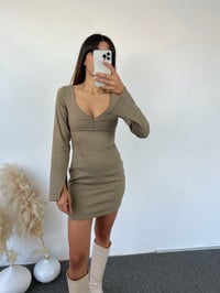 Eliza Koyu Nude Mini Elbise GausELBİSEGU00745