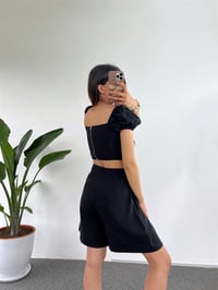 Erlina Siyah Crop Şortlu TakımGausTAKIMGU001071