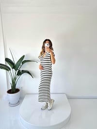 Evelin Polo Yaka Çizgili Triko Elbise GausELBİSEGU001735