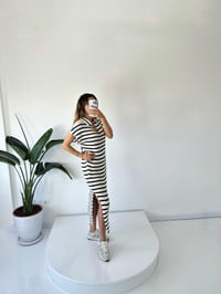 Evelin Polo Yaka Çizgili Triko Elbise GausELBİSEGU001735