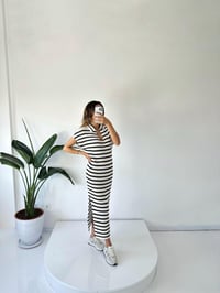Evelin Polo Yaka Çizgili Triko Elbise GausELBİSEGU001735