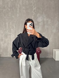 Stela Siyah Astarlı Kısa TrençkotGausCEKETGU00903994