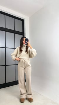 Taş Balıkçı Yaka Kazak Beli Lastikli Pantolon Premium Takım GAUS-00898GAUSTAKIMGAUS-00898