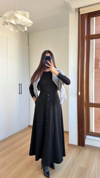 Siyah Düğmeli Kumaş Etek GAUS-00616GAUSETEKGAUS-00616