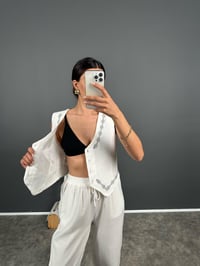 Olist Beyaz Nakışlı Astarlı Yelek GausYELEKGU008418