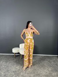 RYN Turuncu Viskon Sırt Dekolteli Tulum GausTULUMGU008035