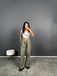 Haki Kemer Detaylı Gabardin Pantolon GausPANTOLONGU008447