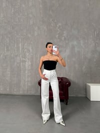 Mifa Beyaz Kemer Detaylı JeanGausDENİM PANTOLONGU100509