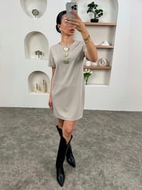 Marie Taş Gold Düğmeli Bisiklet Yaka ElbiseGausELBİSEGU00903458