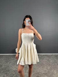 Ekru Fistolu Astarlı Mini Elbise GausELBİSEGU004598