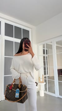 Ekru Kayık Yaka Bluz Beli Lastikli Pantolon İkili Modal Takım GAUS-02168GAUSTAKIMGAUS-02168