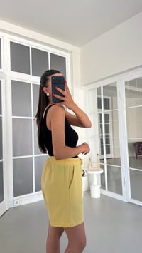 Sarı Beli Lastikli Keten Şort GAUS-01799GAUSŞORTGAUS-01799