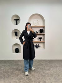 Hana Siyah Premium Kemerli TrençkotGausKABANGU0090350